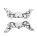 Vintage silver heart with angel wings beads for DIY jewelry and bracelets making - Antique Silver
