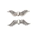 Pair of vintage silver alloy wing spacer beads for DIY jewelry making and crafts - Antique Silver
