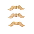 Three pieces of vintage gold wing-shaped alloy spacer beads with holes for DIY jewelry - KC Gold