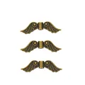 Macro shot of three vintage bronze wing beads with detailed feather texture for DIY jewelry - Antique Bronze