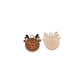 Colgantes de alce navideño con esmalte marrón y reverso de metal dorado para hacer joyas - Café