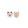 Colgantes de reno de Navidad en esmalte rojo y blanco con metal dorado para hacer joyas - Blanco