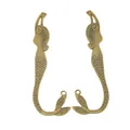 Vintage bronze mermaid bookmarks and metal pendants in a detailed symmetrical pair - Antique Bronze