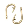 Pair of vintage bronze fish hook pendants with loop for DIY jewelry making - Antique Bronze