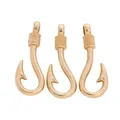 Tre ciondoli vintage a forma di amo in lega di zinco dorata per creazioni di gioielli - Oro KC