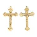 Pendaglio croce crocifisso oro vintage con figura di Gesù e dettaglio retro testurizzato - Oro Antico
