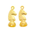 Paar goldene Vintage-Schach-Springer-Anhänger aus Legierung für DIY-Schmuckherstellung - Gold
