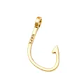 Detailed view of vintage gold fish hook charm with Hope engraving for DIY jewelry - Antique Gold