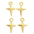 Set of four gold asymmetric four-pointed star charms in vintage matte alloy finish - Gold