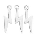 Three bright silver lightning bolt alloy charms for DIY jewelry making accessories - Antique Silver