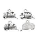 Set de 4 dijes de caravana vintage en plata antigua para creación de joyas DIY - Plata Antigua