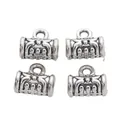 Ensemble de quatre perles en alliage d'argent vintage avec reliefs floraux complexes - Argent Antique