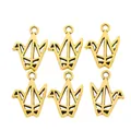 Retro zinc alloy hollow origami crane pendants in antique gold finish for DIY jewelry - Antique Gold