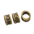 Three vintage zinc alloy star and moon beads for DIY bracelets or beard accessories - Antique Bronze