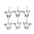 Set of six vintage antique silver paper crane hollow charms for DIY jewelry making - Antique Silver