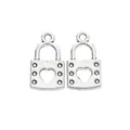 Vintage silver heart-shaped alloy padlock pendant charms for DIY jewelry making accessories - Antique Silver