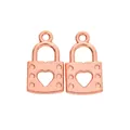 Pair of rose gold heart-shaped lock pendants for DIY jewelry making and necklaces - Rose Gold