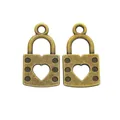 Vintage bronze alloy heart-shaped padlock pendants for DIY jewelry making accessories - Antique Bronze