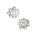 Calottes fleurs argentées vintage et intercalaires ajourés pour bijoux artisanaux - Argent antique