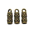 Three vintage bronze alloy charms with textured patterns and top hanging loops - Antique Bronze