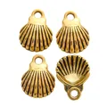 Set of four vintage gold seashell alloy pendants for DIY jewelry making accessories - Antique Gold