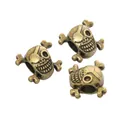 Trois perles de crâne en bronze vintage avec de grands trous pour bijoux et paracord - Bronze Antique