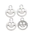 Colgantes de cara sonriente de aleación plata antigua para joyería DIY, lisos y texturizados - Plata Antigua