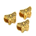 Set van drie antieke gouden vlinderbedels voor DIY Europese armbanden en sieraden - Antiek Goud