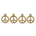 Set van vier vintage bronzen vredesteken hangers met antieke afwerking en ophanglussen - Antiek Brons