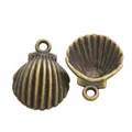 Vintage bronze zinc alloy shell charms with textured fan detail for DIY jewelry making - Antique Bronze