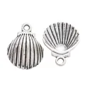 Vintage zinc alloy seashell charm pendant with antique silver finish for DIY jewelry making - Antique Silver