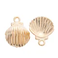 Golden zinc alloy seashell charms with ribbed pattern for DIY jewelry making accessories - KC Gold