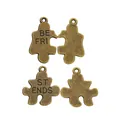 Vintage bronze zinc alloy four-piece puzzle heart pendant set with Best Friends engraving - Antique Bronze