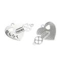 Silver zinc alloy Best Friends heart and key puzzle pendant for DIY jewelry making - Antique Silver