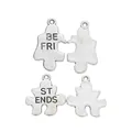 Vintage silver zinc alloy puzzle piece pendants with Best Friends engraved lettering - Antique Silver