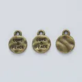 Ciondoli rotondi in bronzo vintage Love & Peace per creazione di gioielli fai-da-te - Bronzo Antico