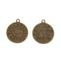 Vintage χάλκινο μενταγιόν ήλιος με χάραξη You Are My Sunshine για DIY κοσμήματα - Αντίκ Μπρονζέ