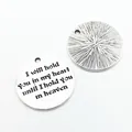 Round silver DIY charm with engraved heart message and textured back for jewelry making - Antique Silver