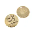 Vintage μπρούτζινα μενταγιόν με χάραξη You Are My Sunshine και σχέδιο ηλιαχτίδας - Αντίκ Μπρονζέ