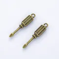 Vintage bronze alloy screwdriver charms with textured handles for DIY jewelry making - Antique Bronze