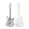 Retro antique silver alloy electric guitar charm with New Noise engraving on white background - Antique Silver