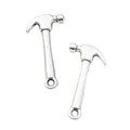 Pair of vintage silver alloy hammer pendants for DIY jewelry and accessory making - Antique Silver