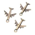 Tres colgantes de avión en bronce vintage para joyería DIY y llaveros de metal - 21x17 / Bronce Antiguo