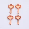 Set of 4 rose gold heart crown key alloy pendants for DIY jewelry making and crafts - Rose Gold