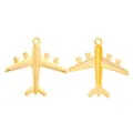 Colgantes de avión dorados de aleación para joyería DIY en vista frontal y trasera - 37x36 / Dorado