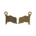 Vintage zinc alloy US flag charm pendants for DIY jewelry making and keychains - Bronze