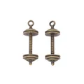 Vintage bronze dumbbell pendants set for DIY jewelry making and fitness charms - Antique Bronze
