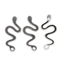 Drie vintage zilveren slangenbedeltjes met schubbenstructuur voor DIY-sieraden maken - Antiek Zilver