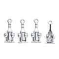 Set of four vintage silver wine bottle and glass charms with hanging loops for DIY jewelry - Antique Silver