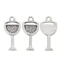 Vintage silver zinc alloy wine glass charms for DIY jewelry making and crafts - Antique Silver